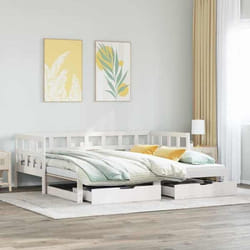 Lit De Jour Avec Gigogne Et Tiroirs Sans Matelas Blanc 90x200cm Vidaxl