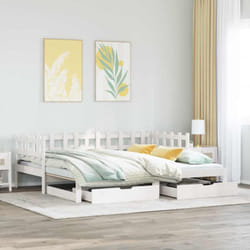 Lit De Jour Avec Gigogne Et Tiroirs Sans Matelas Blanc 90x200cm Vidaxl