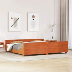 Cadre De Lit Sans Matelas Cire Marron 180x200cm Bois Pin Massif Vidaxl