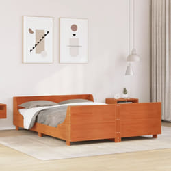 Vidaxl - Cadre De Lit Sans Matelas Cire Marron 135x190cm Bois Pin Massif
