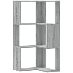 Bibliothèque d'angle à 3 niveaux sonoma gris bois d'ingénierie Vidaxl