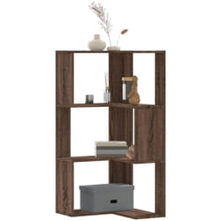 vidaXL Bibliothèque d'angle à 3 niveaux chêne marron bois d'ingénierie