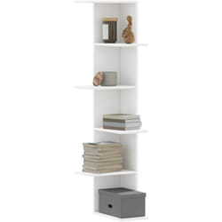 Vidaxl - tagère d'angle murale blanc 36,5x36,5x140 cm bois d'ingénierie