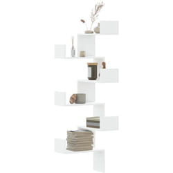 Vidaxl - tagère d'angle murale blanc 45x45x147 cm bois d'ingénierie