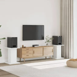 vidaXL Supports de haut-parleurs 2 pcs blanc bois d'ingénierie