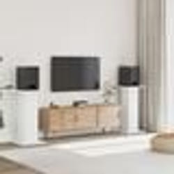 vidaXL Supports de haut-parleurs 2 pcs blanc bois d'ingénierie
