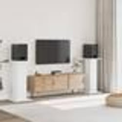 vidaXL Supports de haut-parleurs 2 pcs blanc bois d'ingénierie