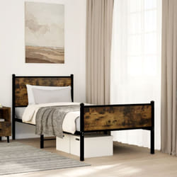 Vidaxl - Cadre de lit en métal sans matelas chêne fumé 90x190 cm