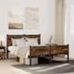 vidaXL Cadre de lit en métal sans matelas chêne fumé 140x190 cm 4007850