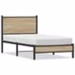 vidaXL Cadre de lit en métal avec tête de lit chêne sonoma 75x190 cm lit simple meuble de chambre à coucher lit dinvité
