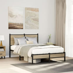 Cadre De Lit En Métal Sans Matelas Chêne Sonoma 120x200 Cm Vidaxl