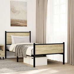 vidaXL Cadre de lit métal avec tête de lit et pied de lit 75x190 cm lit simple meuble de chambre à coucher lit dinvité 4007894