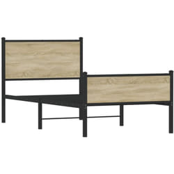 Cadre De Lit En Métal Sans Matelas Chêne Sonoma 107x203 Cm Vidaxl
