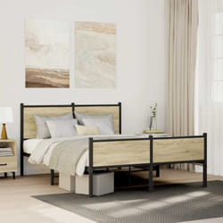 Cadre De Lit En Métal Sans Matelas Chêne Sonoma 140x200 Cm