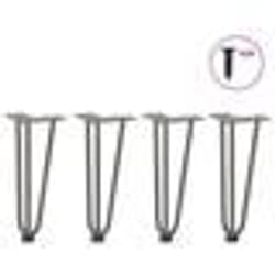 vidaXL Pieds en épingle à cheveux pour table basse 4 pièces Acier naturel 30 cm Acier massif