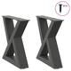 vidaXL Pieds de table basse 2 pièces Anthracite 30 x (30-31,3) cm Acier