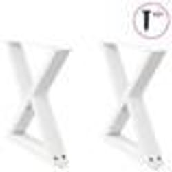 vidaXL Pieds de table basse 2 pièces Blanc 60 x (42-43,3) cm Acier