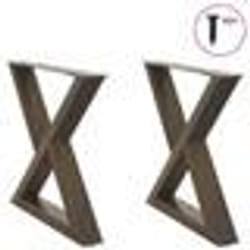vidaXL Pieds de table basse 2 pièces Acier naturel 60 x (42-43,3) cm Acier