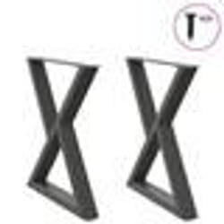 vidaXL Pieds de table à manger 2 pièces Anthracite 70 x (72-73,3) cm Acier