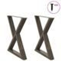 vidaXL Pieds de table à manger 2 pièces Acier naturel 70 x (72-73,3) cm Acier