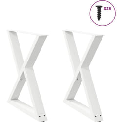 Pieds De Table À Manger 2 Pièces Blanc 80 X (72-73,3) Cm Acier Vidaxl