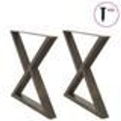 vidaXL Pieds de table à manger 2 pièces Acier naturel 90 x (72-73,3) cm Acier