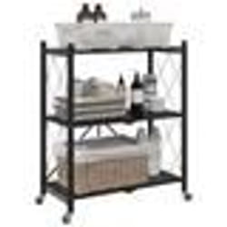 Étagère de rangement - Non spécifié - 71x34x88 cm - Acier noir - 3 niveaux - Pliable