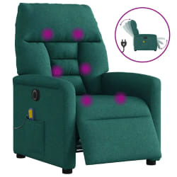 VidaXL 3303028 Fauteuil massant électrique Vert foncé Tissu