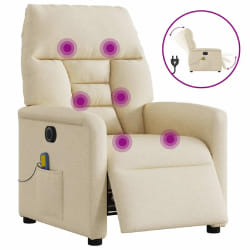 vidaXL Fauteuil de massage électrique Crème tissu
