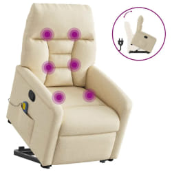 vidaXL Fauteuil de Massage Crème Tissu