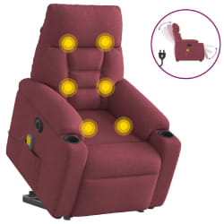 vidaXL Fauteuil inclinable de massage - Rouge bordeaux