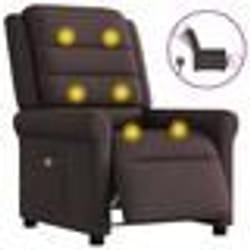 vidaXL Fauteuil de massage inclinable électrique Marron foncé Tissu