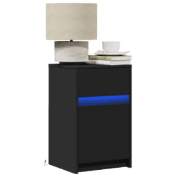vidaXL Table de chevet LED - Noir 38x34x61 cm