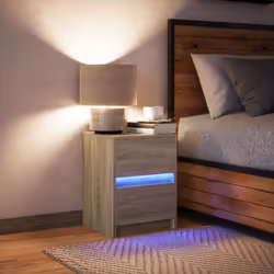 VidaXL 852037 Table de nuit et table de chevet Chêne - Vue supplémentaire 5