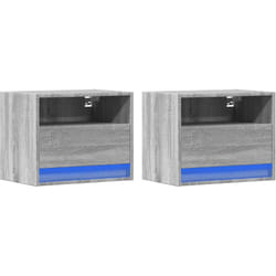 Vidaxl - Tables de chevet murales avec lumières led 2 pcs sonoma gris