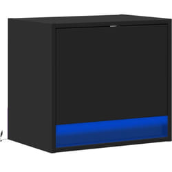 Vidaxl - Table de chevet murale avec lumières led noir