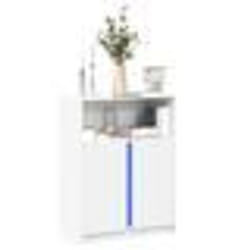 vidaXL Buffet avec LED blanc 77x34x100 cm bois dingénierie meuble de rangement meuble de rangement cuisine meuble de 852145
