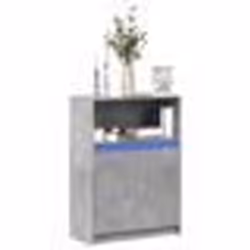 vidaXL Buffet avec LED gris béton 72x34x100 cm bois dingénierie meuble de rangement meuble de rangement cuisine meuble 852162