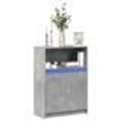 vidaXL Buffet avec LED gris béton 72x34x100 cm bois dingénierie meuble de rangement meuble de rangement cuisine meuble 852162