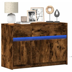 Meuble Tv Avec Led Chêne Fumé 91x34x61 Cm Bois D'Ingénierie Vidaxl