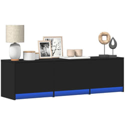 Vidaxl - Meuble tv avec led noir 140x34x40 cm bois d'ingénierie