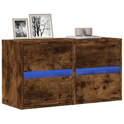 Meubles Tv Muraux Et Lumières Led 2 Pcs Chêne Fumé 41x31x45 Cm Vidaxl