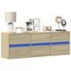 vidaXL Meuble TV mural avec lumières LED chêne sonoma 130x31x35 cm meuble TV suspendu au mur unité TV flottante support 852301