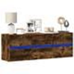 vidaXL Meuble TV mural avec lumières LED chêne fumé 130x31x35 cm meuble TV suspendu au mur unité TV flottante support TV 852303