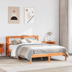 Vidaxl - Cadre De Lit Et Tête De Lit Sans Matelas Cire Marron 135x190 Cm
