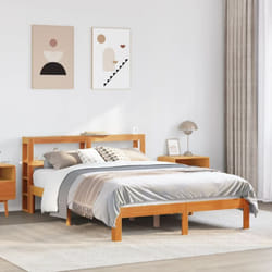 Cadre De Lit Sans Matelas Cire Marron 120x190cm Bois Pin Massif Vidaxl