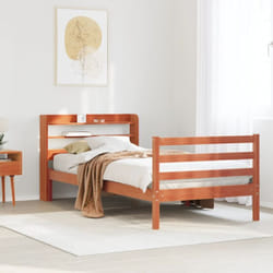 Cadre De Lit Sans Matelas Cire Marron 75x190 Cm Bois Pin Massif Vidaxl