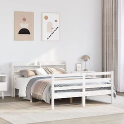 Cadre De Lit Avec Tête De Lit Sans Matelas Blanc 150x200 Cm Vidaxl