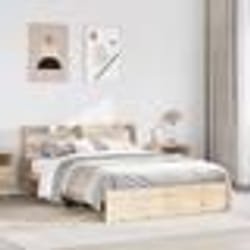 vidaXL Cadre de lit avec tête de lit 140x190 cm bois de pin massif lit cadre de lit en bois massif meuble de chambre à 3306728