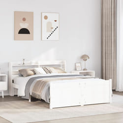 Cadre De Lit Et Tête De Lit Sans Matelas Blanc 135x190 Cm Vidaxl